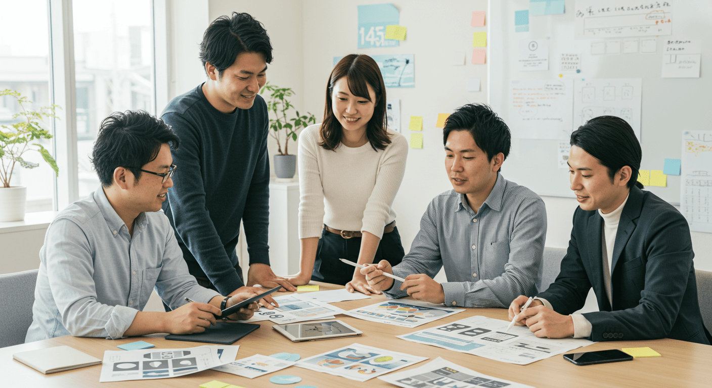 日本の広告チームによるクリエイティブミーティング